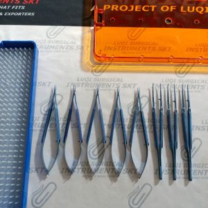 Premium Titanium Micro Surgery Instruments Set With Tray Included Silicone Mat